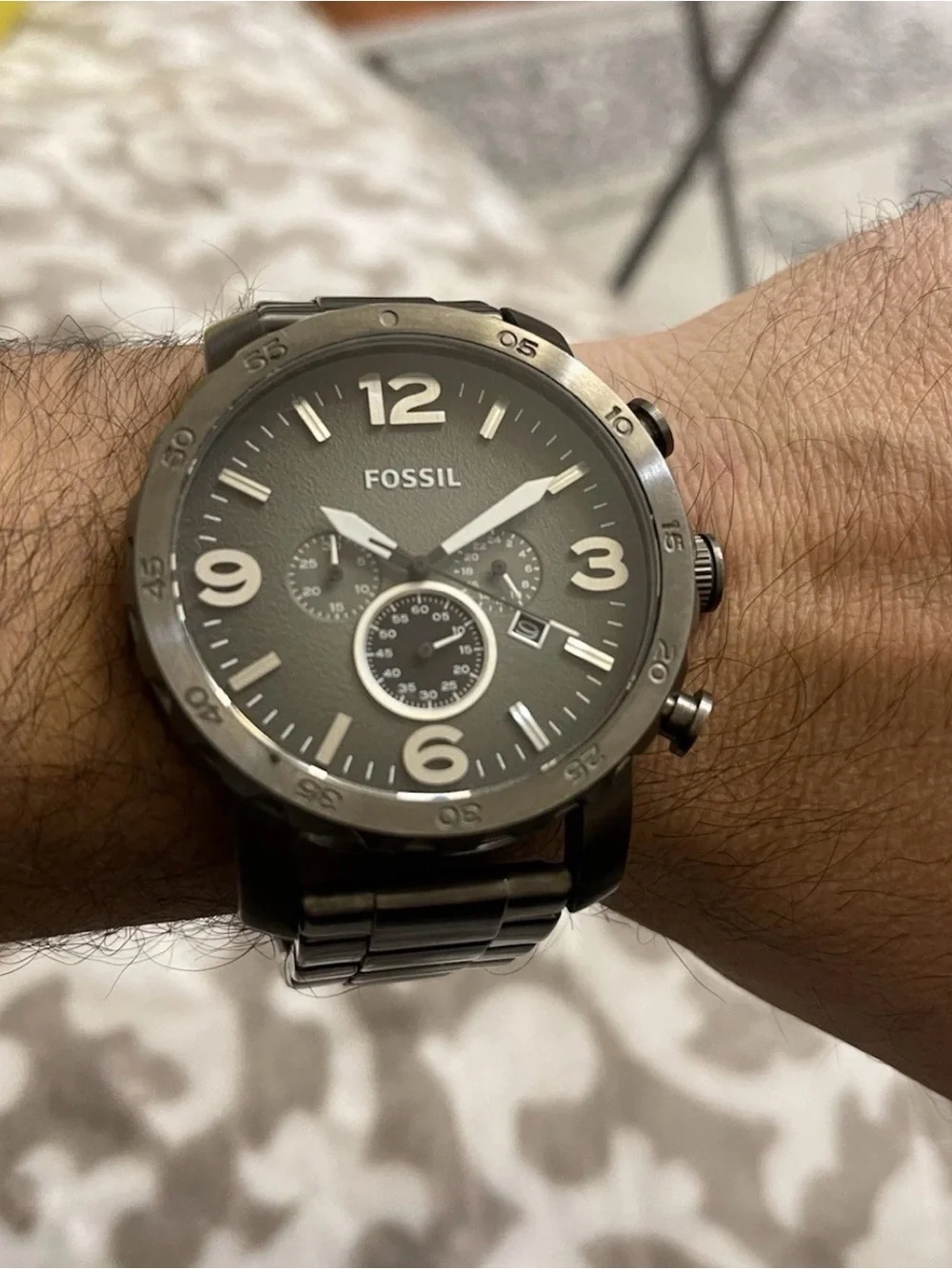 Fossil Nate Chronograph Smoke Quartz JR1437 Stainless Steel Watch